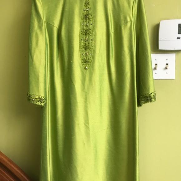 Stunning Raw Silk Beaded Vintage Dress - Picture 5 of 11